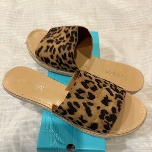 Leopard slip on sandal
